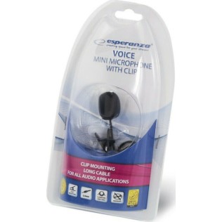 Esperanza Mini Microphone Clip Voice Δυναμικό Μικρόφωνο 3.5mm Πέτου, Clip On για Φωνητικά