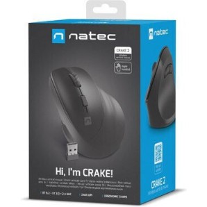 Natec NMY-2048 Ασύρματο Εργονομικό Vertical Ποντίκι Μαύρο