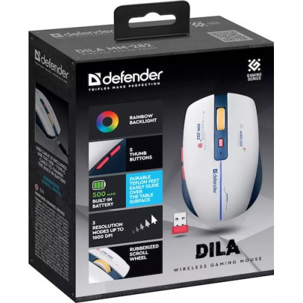 Defender Dila MM-282 Ασύρματο Gaming Ποντίκι Μαύρο
