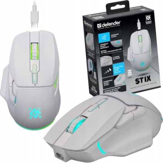 Defender Stix GM-009 Ασύρματο RGB Gaming Ποντίκι 3200 DPI Λευκό