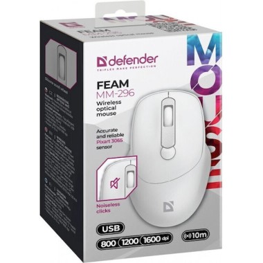 Defender Ασύρματο Ποντίκι Feam White