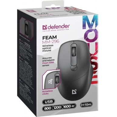 Defender Ασύρματο Ποντίκι Feam Black