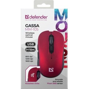 Defender Gassa MM-105 Ασύρματο Vertical Ποντίκι Κόκκινο
