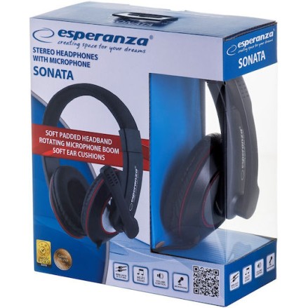 Esperanza Sonata Over Ear Gaming Headset με σύνδεση 2x3.5mm
