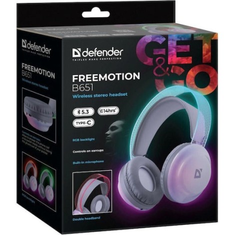 Defender Freemotion B651 Ασύρματα / Ενσύρματα Over Ear Ακουστικά Πολύχρωμα