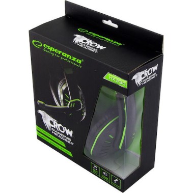 Esperanza Crow (Green) Over Ear Gaming Headset με σύνδεση 2x3.5mm Πράσινο