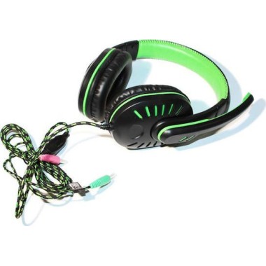 Esperanza Crow (Green) Over Ear Gaming Headset με σύνδεση 2x3.5mm Πράσινο