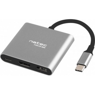 Natec Fowler Mini USB-C Docking Station με HDMI 4K PD Ασημί