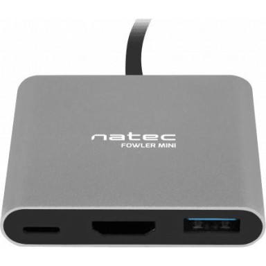 Natec Fowler Mini USB-C Docking Station με HDMI 4K PD Ασημί