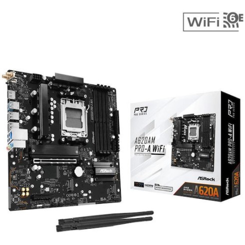 ASRock A620AM Pro-A WiFi Motherboard Micro ATX με AMD AM5 Socket 90-MXBSY-A0UAYZ