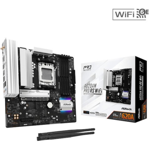ASRock A620AM Pro RS WiFi Motherboard Micro ATX με AMD AM5 Socket 90-MXBSW0-A0UAYZ