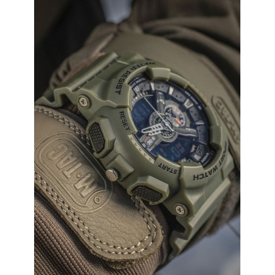 M-Tac Αναλογικό/Ψηφιακό Ανδρικό Ρολόι 50mm Μπαταρίας με Καφέ Καουτσούκ Λουράκι