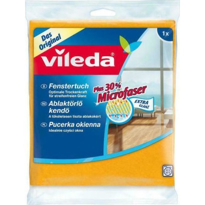 Vileda Microfibre Πανάκι Καθαρισμού με Μικροΐνες για Τζάμια Πορτοκαλί 40x36εκ.