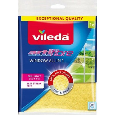 Vileda Actifibre Πανάκι Καθαρισμού με Μικροΐνες για Τζάμια Κίτρινο 36x32εκ.