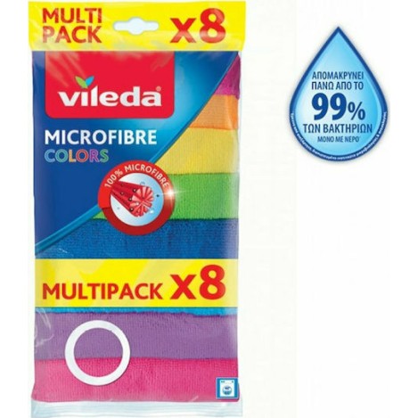 Vileda Colors Πανάκια Καθαρισμού με Μικροΐνες Γενικής Χρήσης Πολύχρωμα 30x30εκ. 8τμχ