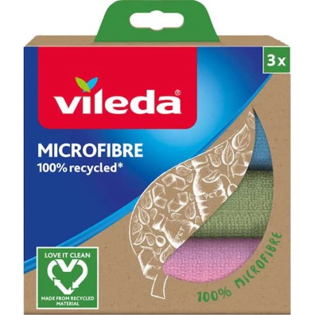 Vileda Microfibre Cloth Πανάκια Καθαρισμού με Μικροΐνες Γενικής Χρήσης Πολύχρωμα 30x30εκ. 3τμχ
