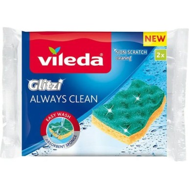 Vileda Glitzi Always Clean Σετ Σφουγγάρια Πιάτων Κίτρινα 2τμχ