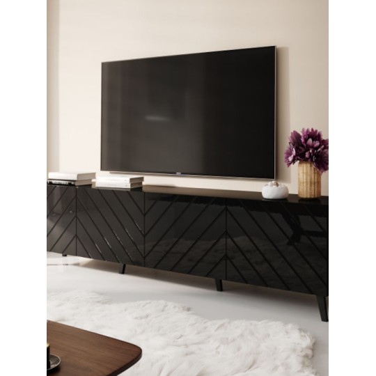 Abeto Black Glossy Μ200xΠ42xΥ52cm