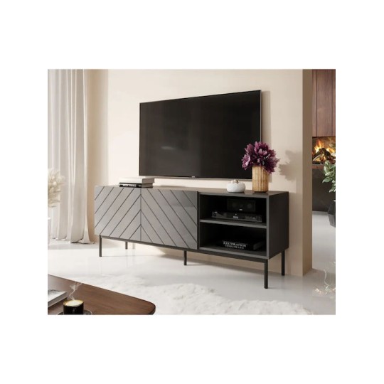 Abeto Rtv Μεταλλικό Graphite/glossy Graphite Μ150xΠ42xΥ60cm