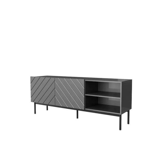 Abeto Rtv Μεταλλικό Graphite/glossy Graphite Μ150xΠ42xΥ60cm