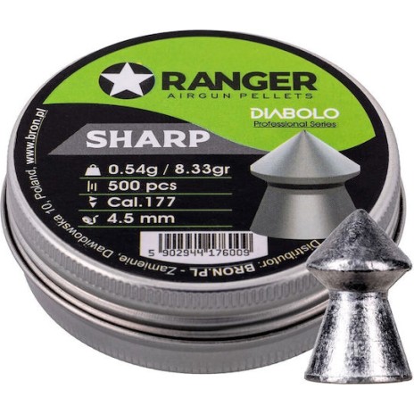 4.5 Mm Ranger Diabolo Professional Sharp Point 500 Pellets Rag