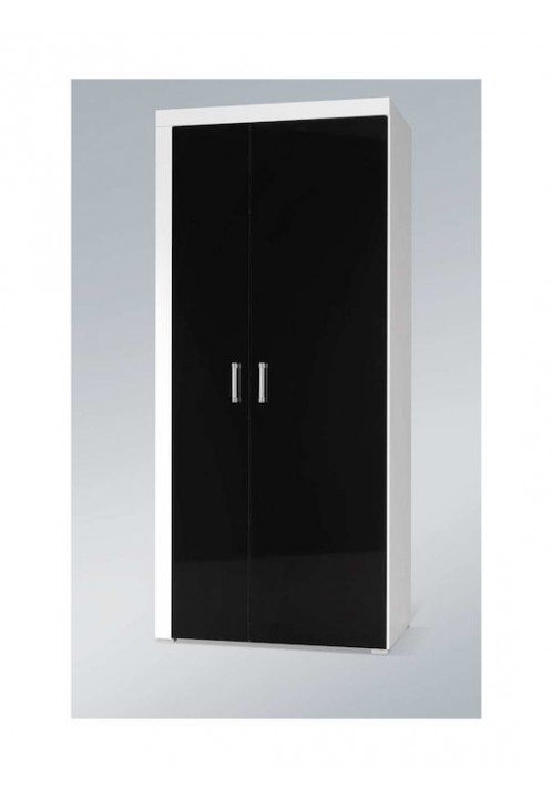 Samba Δίφυλλη Ντουλάπα White/black Gloss 90x55x203cm