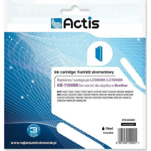 Actis Συμβατό Μελάνι Εκτυπωτή InkJet Brother LC1100BK 28ml Μαύρο 1τμχ