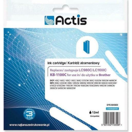 Actis Συμβατό Μελάνι Εκτυπωτή InkJet Brother LC1100C 19ml Κυανό 1τμχ