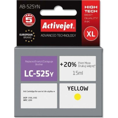 Active Jet Συμβατό Μελάνι Εκτυπωτή InkJet Brother LC-525Y 15ml Κίτρινο 1τμχ