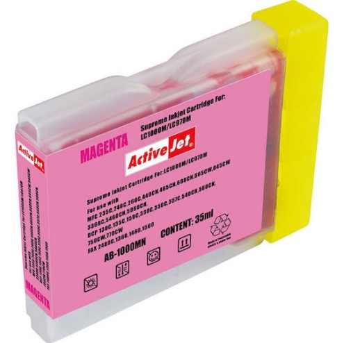 Active Jet Συμβατό Μελάνι Εκτυπωτή InkJet Brother LC-1000M/LC-970M 36ml Ματζέντα 1τμχ