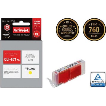 Active Jet Συμβατό Μελάνι Εκτυπωτή InkJet Canon CLI-571Y XL 12ml Κίτρινο 1τμχ