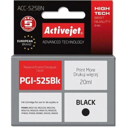 Active Jet Συμβατό Μελάνι Εκτυπωτή InkJet Canon PGI-525BK 20ml Μαύρο 1τμχ