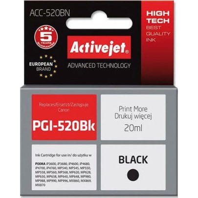 Active Jet Συμβατό Μελάνι Εκτυπωτή InkJet Canon 20ml Μαύρο 1τμχ