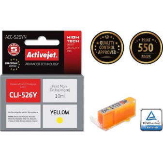 Active Jet Συμβατό Μελάνι Εκτυπωτή InkJet Canon CLI-526Y 10ml Κίτρινο 1τμχ