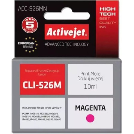Active Jet Συμβατό Μελάνι Εκτυπωτή InkJet Canon CLI-526M 10ml Ματζέντα