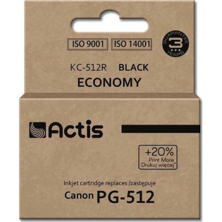 Actis Συμβατό Μελάνι Εκτυπωτή InkJet Canon PG-512 15ml Μαύρο 1τμχ