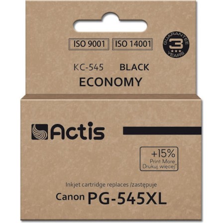 Actis Kc-545 Συμβατό Μελάνι Εκτυπωτή InkJet Canon PG-545XL 207 Σελίδων 15ml Μαύρο 1τμχ