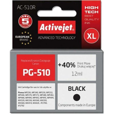 Active Jet Συμβατό Μελάνι Εκτυπωτή InkJet Canon PG-510 12ml Μαύρο 1τμχ