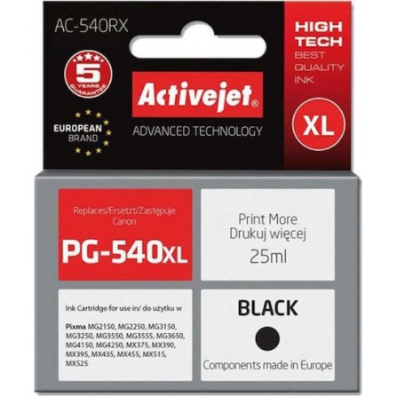 Active Jet Συμβατό Μελάνι Εκτυπωτή InkJet Canon PG-540XL 25ml Μαύρο 1τμχ