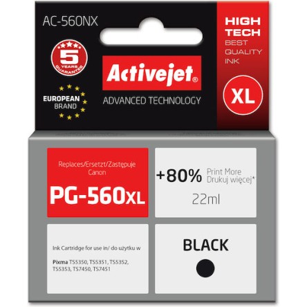 Active Jet Συμβατό Μελάνι Εκτυπωτή InkJet Brother PG-560XL 22ml Μαύρο 1τμχ