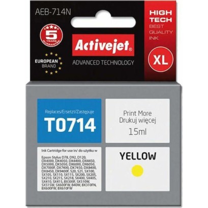 Active Jet Συμβατό Μελάνι Εκτυπωτή InkJet Epson T0714 15ml Κίτρινο 1τμχ