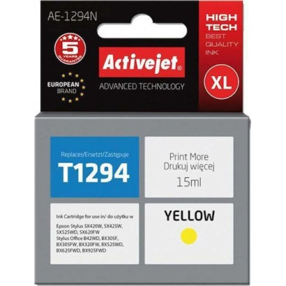 Active Jet Συμβατό Μελάνι Εκτυπωτή InkJet Epson T1294 15ml Κίτρινο 1τμχ