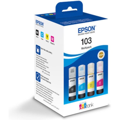 Epson 103 Γνήσιο Πακέτο 4 Μελανιών Εκτυπωτή InkJet Κίτρινο / Κυανό / Ματζέντα / Μαύρο (C13T00S64A)