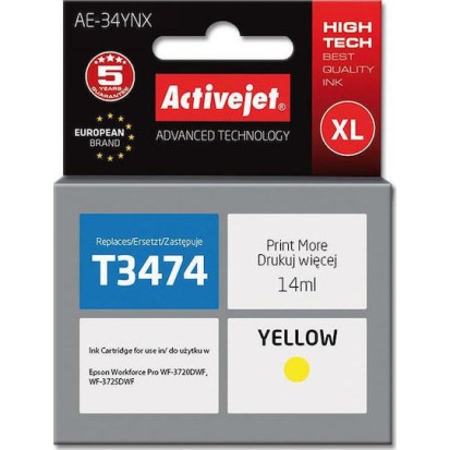 Active Jet Συμβατό Μελάνι Εκτυπωτή InkJet Epson T3474 14ml Κίτρινο 1τμχ