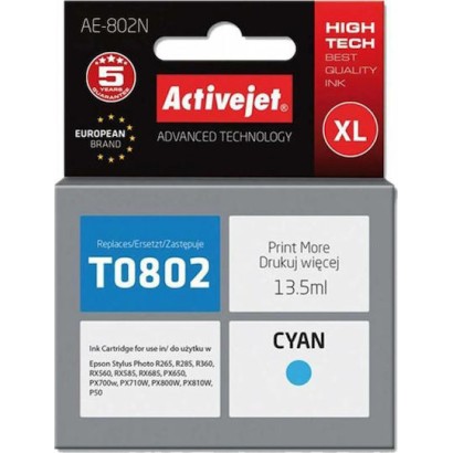 Active Jet Συμβατό Μελάνι Εκτυπωτή InkJet Epson T0802 13.5ml Κυανό 1τμχ