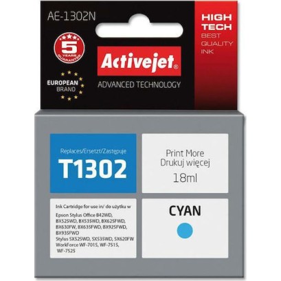 Active Jet Συμβατό Μελάνι Εκτυπωτή InkJet Epson T1302 18ml Κυανό
