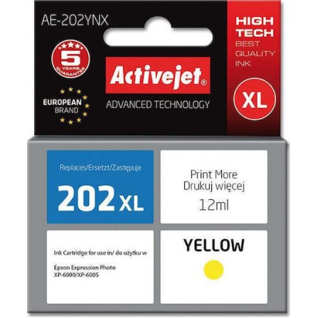 Active Jet Συμβατό Μελάνι Εκτυπωτή InkJet Epson 202XL H44010 12ml Κίτρινο