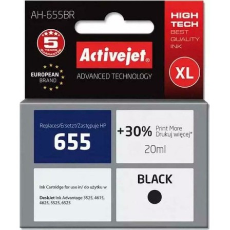 Active Jet Συμβατό Μελάνι Εκτυπωτή InkJet HP 655XL CZ109AE 550 Σελίδων 20ml Μαύρο 1τμχ