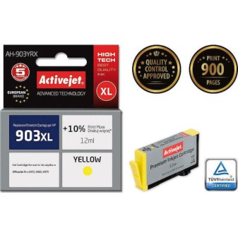 Active Jet Συμβατό Μελάνι Εκτυπωτή InkJet HP 903XL T6M11AE 900 Σελίδων 12ml Κίτρινο