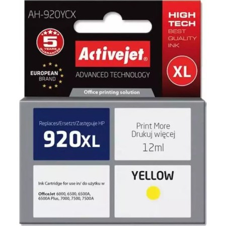 Active Jet Συμβατό Μελάνι Εκτυπωτή InkJet HP 920XL CD974AE 12ml Κίτρινο 1τμχ